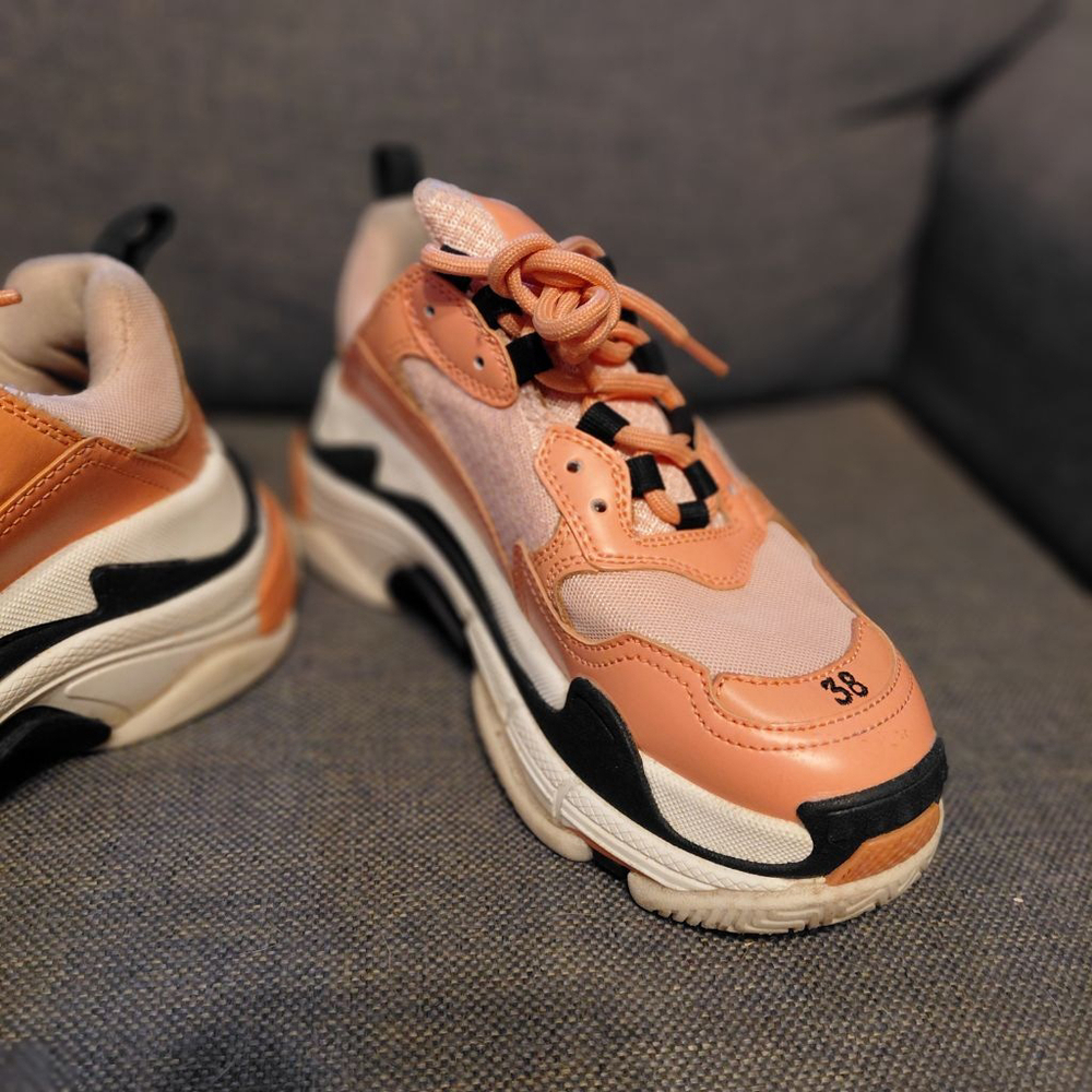 Women's Balenciaga Triple S Sneakers US 7.5 (EU 38) Orange Black White - Picture 9 of 9